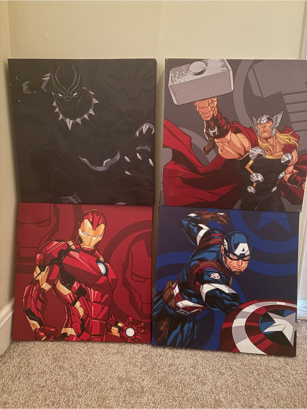 Marvel Canvas Wall Art Set - Black, Red, Blue, Gray